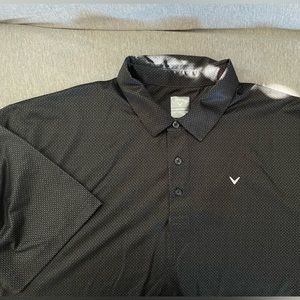 Callaway Opti-Dri golf polo in black and white geometric print